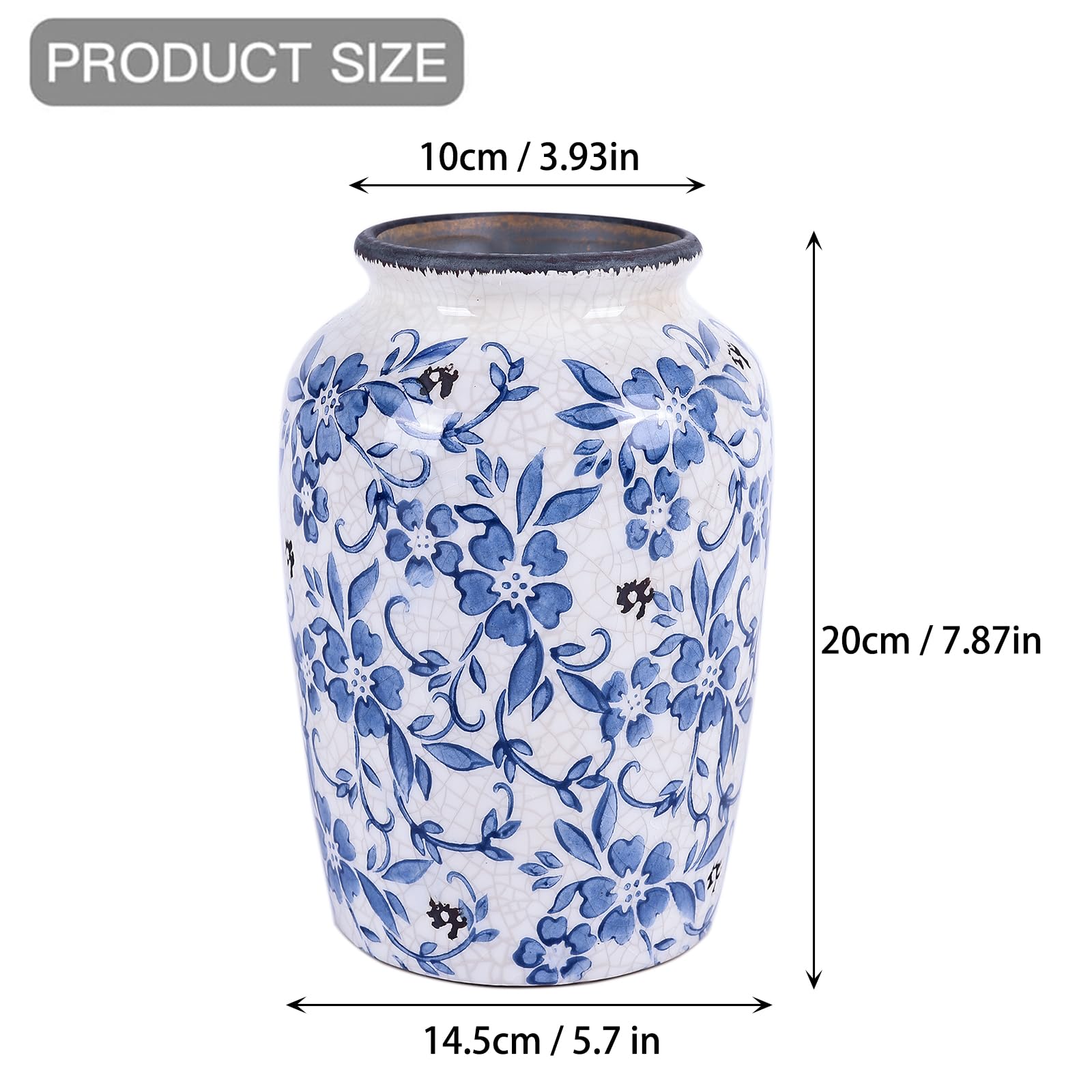 Amazon.co.jp: ヴィンテージブルーホワイトセラミック花瓶